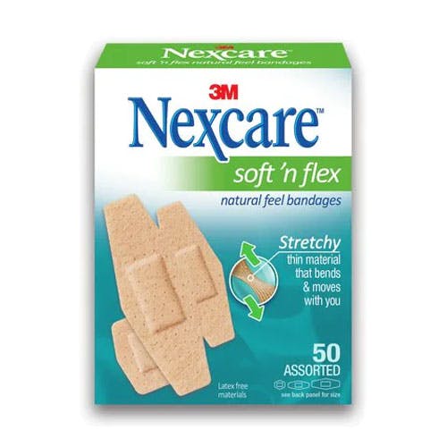 3M Nexcare Soft & Flex 360 Natural Feel Bandages - Assorted Size - 50 Bandages