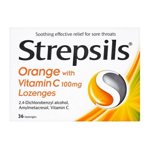 Strepsils Orange with Vitamin C 100mg - 36 Lozenges