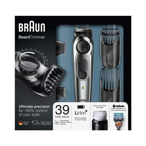 Braun Beard Trimmer & Hair Clipper, Black/Grey, BT 7040
