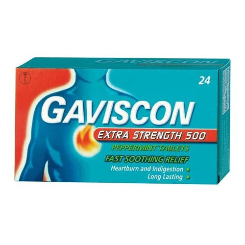 Gaviscon Extra Strength 500mg Peppermint - 24 Tablets