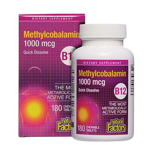 Natural Factors B12 Methylcobalamin 1,000 Mcg 180 Chewable Tablets