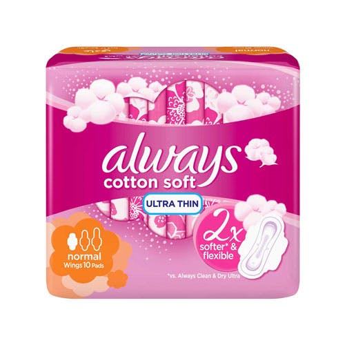 Always Cotton Soft - Ultra Thin Normal Pads with Wings - 10 Pads