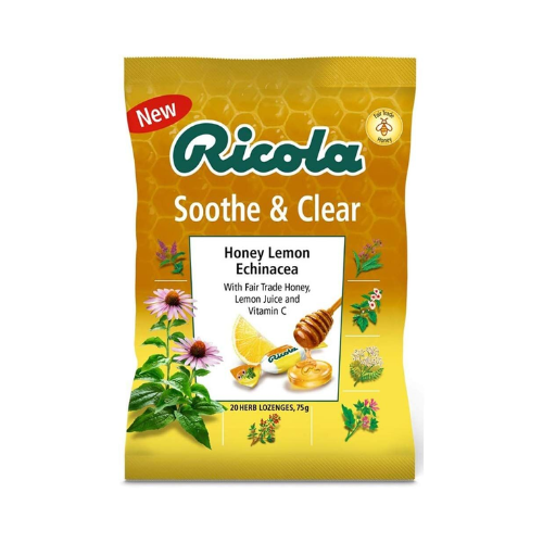 Ricola Soothe and Clear Honey Lemon and Echinacea Lozenges - 75g Bag