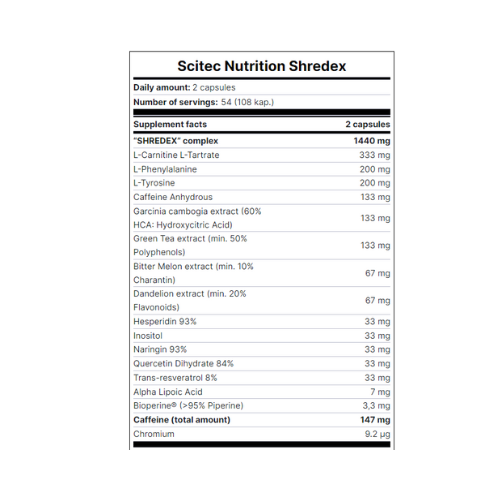 Scitec Nutrition Shredex - 108 Capsules