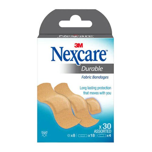 3M Nexcare Durable Fabric Bandages - Assorted Size - 30 Bandages