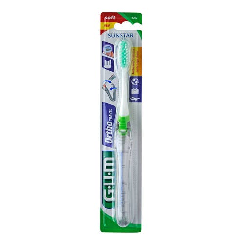 GUM Orthodontic Travel Toothbrush (125) Soft - Assorted Color
