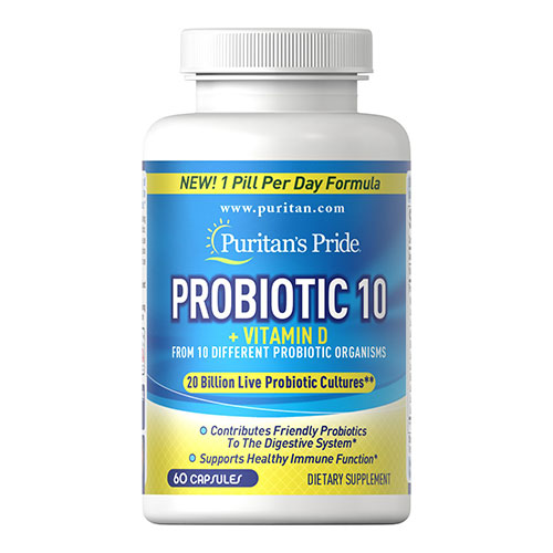 Puritan's Pride Probiotic 10 with Vitamin D, 60 Capsules