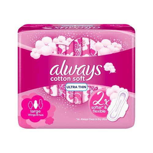 Always Cotton Soft - Ultra Thin Large Pads with Wings - 8 Pads