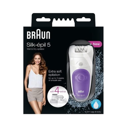 Braun Silk-Epil 5 5-541 Wet & Dry Epilator With 4 Extras