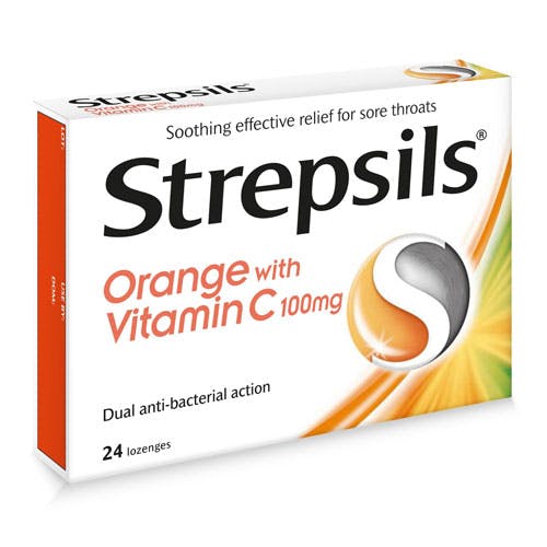 Strepsils Orange with Vitamin C 100mg - 24 Lozenges