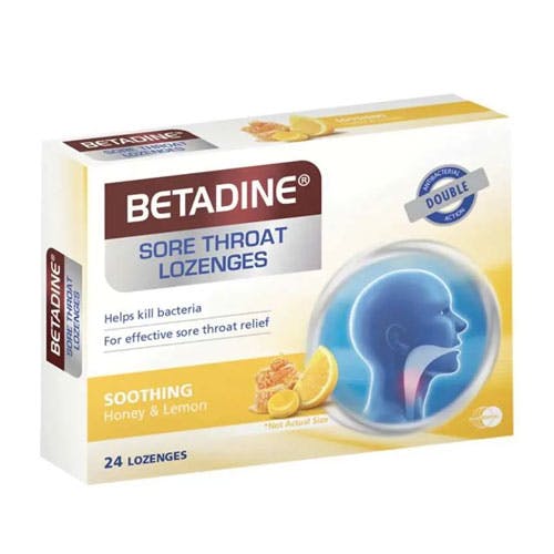 Betadine Sore Throat Lozenges Soothing Honey & Lemon - 24 Lozenges