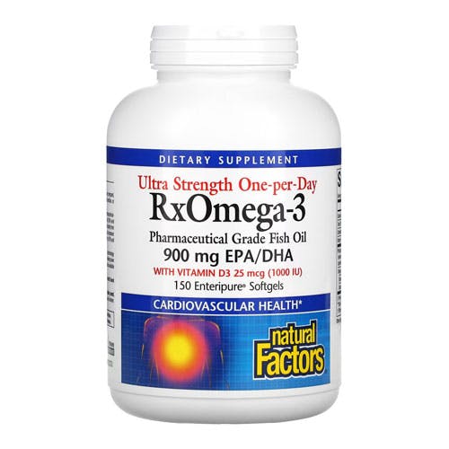 Natural Factors, Ultra Strength RX Omega-3 with Vitamin D3, 900 mg 150 Softgels