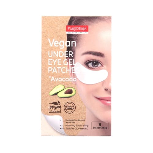 Purederm Vegan Under Eye Gel Patches Avocado Box of 6