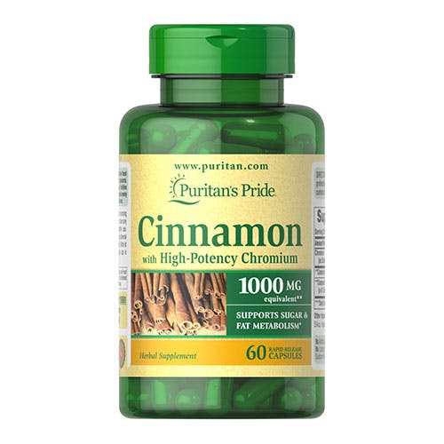 Puritan's Pride Cinnamon Complex with High Potency Chromium 1000mg -60 Capsules