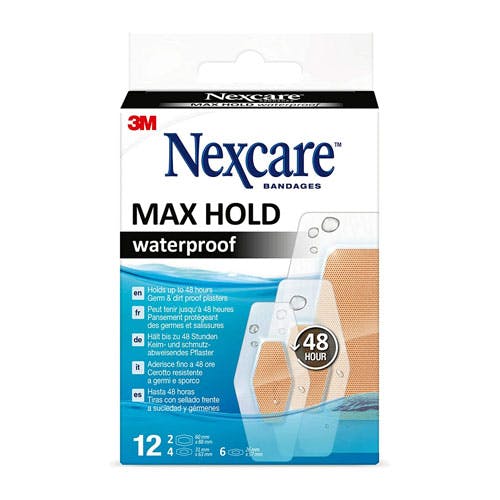 3M Nexcare Max Hold Waterproof Bandages - Assorted Size - 12 Bandages