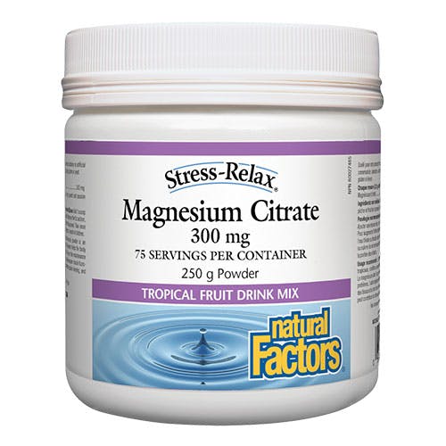 Natural Factors Magnesium Citrate 300mg Tropical Fruit Drink Mix 250gm
