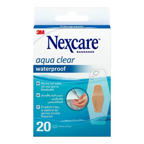 3M Nexcare Aqua Clear Waterproof Bandages - One Size - 20 Bandages